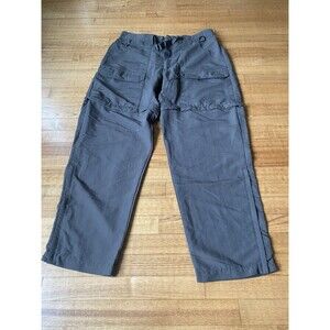 Cabelas Dark Gray Belted Nylon Cargo Hiking Outdoor Pants Zip Shorts Mens XL -32
